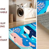 Ultra Soft Area Rug, Non Slip, Stain Resistant, Washable Area Rugs for Living Room, Bedroom, Bright Childlike Ocean Scene(Blue)