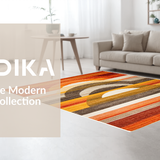 Ultra Soft Area Rug, Non Slip, Stain Resistant, Washable Area Rugs for Living Room, Bedroom, Bold Contemporary Curvilinear Style(Orange)
