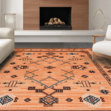 Ultra Soft Area Rug, Non Slip, Stain Resistant, Washable Area Rugs for Living Room, Bedroom, Warm Cozy Diamond Arrangement(Orange)