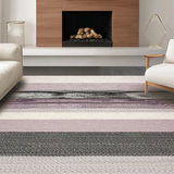 Ultra Soft Area Rug, Non Slip, Stain Resistant, Washable Area Rugs for Living Room, Bedroom, Chic Neutral Textured Stripe Motif(Purple)
