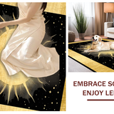 Ultra Soft Area Rug, Non Slip, Stain Resistant, Washable Area Rugs for Living Room, Bedroom, Contemporary Radiant Sunshine Artwork(Gold)