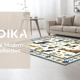 Ultra Soft Area Rug, Non Slip, Stain Resistant, Washable Area Rugs for Living Room, Bedroom, Elegant Pastel Wildlife Theme(White)
