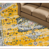 Ultra Soft Area Rug, Non Slip, Stain Resistant, Washable Area Rugs for Living Room, Bedroom, Rustic Earth Toned Geometric Motif(Yellow)