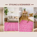 Ultra Soft Area Rug, Non Slip, Stain Resistant, Washable Area Rugs for Living Room, Bedroom, Charming Pink Floral Motif(Pink)
