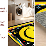 Ultra Soft Area Rug, Non Slip, Stain Resistant, Washable Area Rugs for Living Room, Bedroom, Trippy Monochrome Abstract Design(Yellow)