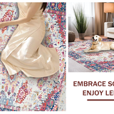 Ultra Soft Area Rug, Non Slip, Stain Resistant, Washable Area Rugs for Living Room, Bedroom, Luxurious Colorful Diamond Design(White)