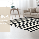 Ultra Soft Area Rug, Non Slip, Stain Resistant, Washable Area Rugs for Living Room, Bedroom, Minimalist Ivory Black Living Room Non-Slip Rug(Black)