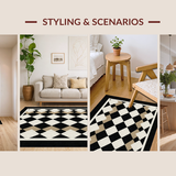 Ultra Soft Area Rug, Non Slip, Stain Resistant, Washable Area Rugs for Living Room, Bedroom, Stylish Diamond Trellis Aesthetic(Beige)
