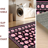 Ultra Soft Area Rug, Non Slip, Stain Resistant, Washable Area Rugs for Living Room, Bedroom, Artistic Criss-Cross Floral Layout(Pink)