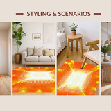 Ultra Soft Area Rug, Non Slip, Stain Resistant, Washable Area Rugs for Living Room, Bedroom, Artistic Rainbow Sunburst Pattern(Yellow)