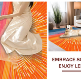 Ultra Soft Area Rug, Non Slip, Stain Resistant, Washable Area Rugs for Living Room, Bedroom, Artistic Round Design with Radiance(Orange)
