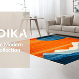 Ultra Soft Area Rug, Non Slip, Stain Resistant, Washable Area Rugs for Living Room, Bedroom, Vivid Colorful Organic Shapes(Orange)