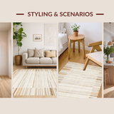 Ultra Soft Area Rug, Non Slip, Stain Resistant, Washable Area Rugs for Living Room, Bedroom, Rustic Textured Woven Aesthetic(Beige)