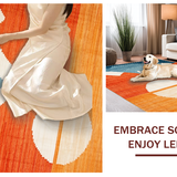 Ultra Soft Area Rug, Non Slip, Stain Resistant, Washable Area Rugs for Living Room, Bedroom, Chic Contemporary Color Play(Orange)
