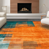 Ultra Soft Area Rug, Non Slip, Stain Resistant, Washable Area Rugs for Living Room, Bedroom, Chic Abstract Expressionist Style(Orange)