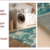 Ultra Soft Area Rug, Non Slip, Stain Resistant, Washable Area Rugs for Living Room, Bedroom, Rustic Vintage Ogee Pattern(Blue)
