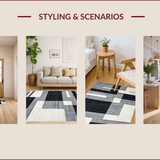 Ultra Soft Area Rug, Non Slip, Stain Resistant, Washable Area Rugs for Living Room, Bedroom, Chic Minimalist Grey Tiled Pattern(Gray)