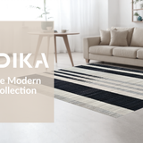 Ultra Soft Area Rug, Non Slip, Stain Resistant, Washable Area Rugs for Living Room, Bedroom, Sleek Striped Runner with Alternating Narrow and Wide Black White Bands(Black)