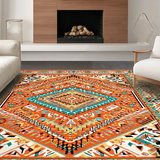 Ultra Soft Area Rug, Non Slip, Stain Resistant, Washable Area Rugs for Living Room, Bedroom, Rustic Orange Medallion Elegance(Orange)