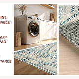 Ultra Soft Area Rug, Non Slip, Stain Resistant, Washable Area Rugs for Living Room, Bedroom, Chic Rustic Diamond Motif(Blue)