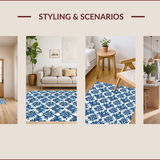 Ultra Soft Area Rug, Non Slip, Stain Resistant, Washable Area Rugs for Living Room, Bedroom, High-Low Floral Outdoor(Blue)