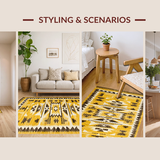 Ultra Soft Area Rug, Non Slip, Stain Resistant, Washable Area Rugs for Living Room, Bedroom, Chic Yellow-Brown Abstract Composition(Yellow)