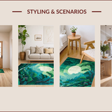 Ultra Soft Area Rug, Non Slip, Stain Resistant, Washable Area Rugs for Living Room, Bedroom, Playful Moss Green Abstract Design(Green)
