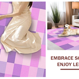 Ultra Soft Area Rug, Non Slip, Stain Resistant, Washable Area Rugs for Living Room, Bedroom, Elegant Pastel Grid Design(Purple)