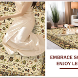 Ultra Soft Area Rug, Non Slip, Stain Resistant, Washable Area Rugs for Living Room, Bedroom, Chic Warm Tones Floral Arrangement(Beige)