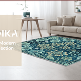 Ultra Soft Area Rug, Non Slip, Stain Resistant, Washable Area Rugs for Living Room, Bedroom, Washable Floral Area Rug for Dining Room Decor(Blue)