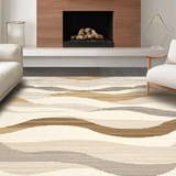 Ultra Soft Area Rug, Non Slip, Stain Resistant, Washable Area Rugs for Living Room, Bedroom, Luxurious Beige Curved Patterns(Beige)