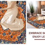 Ultra Soft Area Rug, Non Slip, Stain Resistant, Washable Area Rugs for Living Room, Bedroom, Elegant Round Geometric Motif(Orange)