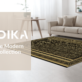Ultra Soft Area Rug, Non Slip, Stain Resistant, Washable Area Rugs for Living Room, Bedroom, Sophisticated Curvilinear Patterns in Gold(Gold)