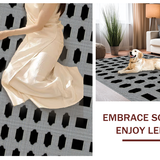 Ultra Soft Area Rug, Non Slip, Stain Resistant, Washable Area Rugs for Living Room, Bedroom, Stylish Lattice Structure in Noir(Black)