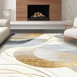 Ultra Soft Area Rug, Non Slip, Stain Resistant, Washable Area Rugs for Living Room, Bedroom, Rustic Neutral Patterned Layers(Gray)