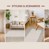Ultra Soft Area Rug, Non Slip, Stain Resistant, Washable Area Rugs for Living Room, Bedroom, Sophisticated Beige Trellis Art(Gray)