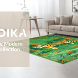 Ultra Soft Area Rug, Non Slip, Stain Resistant, Washable Area Rugs for Living Room, Bedroom, Whimsical Vintage Animal Illustration(Green)