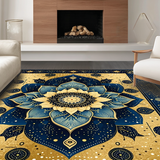 Ultra Soft Area Rug, Non Slip, Stain Resistant, Washable Area Rugs for Living Room, Bedroom, Trendy Distressed Flower Artwork(Gold)