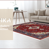Ultra Soft Area Rug, Non Slip, Stain Resistant, Washable Area Rugs for Living Room, Bedroom, Oriental Beige and Black Dining Area Carpet(Red)