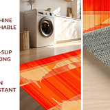 Ultra Soft Area Rug, Non Slip, Stain Resistant, Washable Area Rugs for Living Room, Bedroom, Wildlife-Inspired Abstract Geometry(Orange)