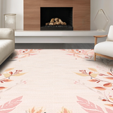 Ultra Soft Area Rug, Non Slip, Stain Resistant, Washable Area Rugs for Living Room, Bedroom, Vibrant Boho Leafy Design(Beige)