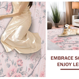 Ultra Soft Area Rug, Non Slip, Stain Resistant, Washable Area Rugs for Living Room, Bedroom, Artistic Flower Print Circular Statement(Pink)