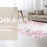 Ultra Soft Area Rug, Non Slip, Stain Resistant, Washable Area Rugs for Living Room, Bedroom, Modern Abstract Flower Fusion(Ivory)