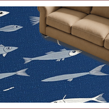 Ultra Soft Area Rug, Non Slip, Stain Resistant, Washable Area Rugs for Living Room, Bedroom, Rustic Multicolored Nature Theme(Blue)