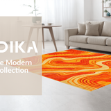 Ultra Soft Area Rug, Non Slip, Stain Resistant, Washable Area Rugs for Living Room, Bedroom, Retro-Inspired Colorful Wave Pattern(Orange)