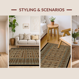 Ultra Soft Area Rug, Non Slip, Stain Resistant, Washable Area Rugs for Living Room, Bedroom, Artisanal Heritage Rustic Design(Brown)