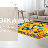 Ultra Soft Area Rug, Non Slip, Stain Resistant, Washable Area Rugs for Living Room, Bedroom, Dynamic Color Blocking Design(Yellow)