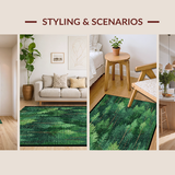 Ultra Soft Area Rug, Non Slip, Stain Resistant, Washable Area Rugs for Living Room, Bedroom, Nature-Inspired Evergreen Terrain(Green)