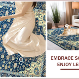 Ultra Soft Area Rug, Non Slip, Stain Resistant, Washable Area Rugs for Living Room, Bedroom, Elegant Distressed Floral Medallion(Blue)