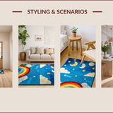 Ultra Soft Area Rug, Non Slip, Stain Resistant, Washable Area Rugs for Living Room, Bedroom, Celestial High Pile Kids Bedroom Carpet(Blue)